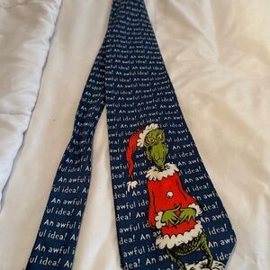 Dr. Seuss Blue Tie with White Text - 'An awful idea!' Pattern